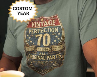 70th Birthday T-Shirt, Funny Mostly Original Parts