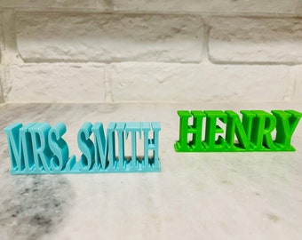 Placa de nombre personalizada / Placa de identificación de la oficina de escritorio / Regalo del maestro / Letrero de escritorio para niños / Impreso en 3D