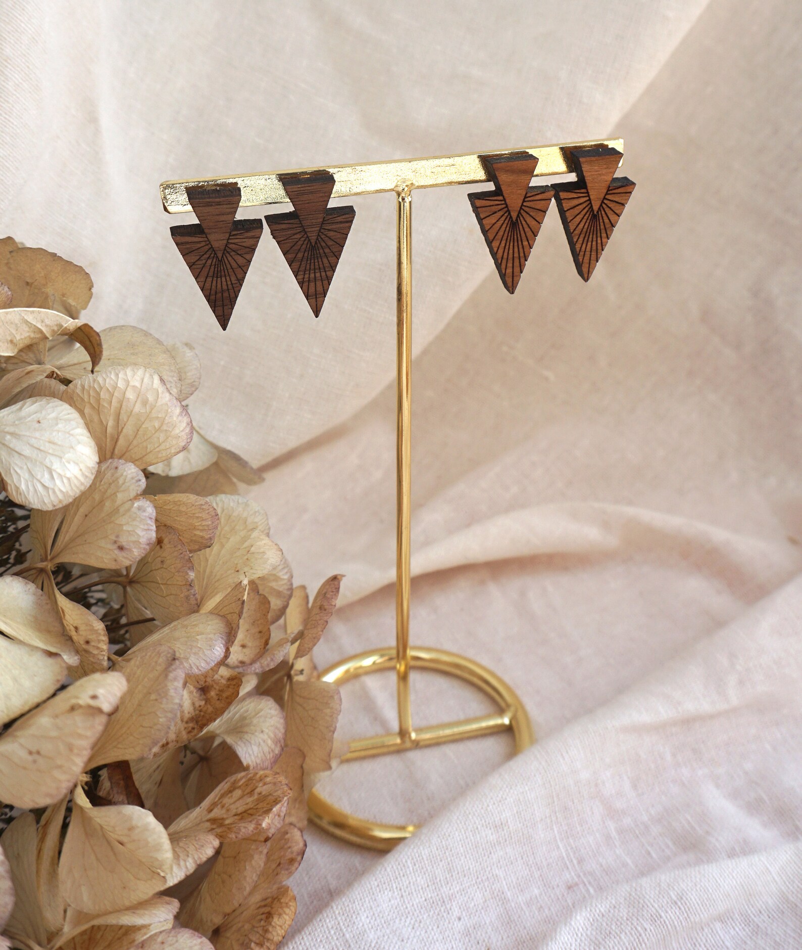 Eyecatcher Paar Ohrstecker Geometrische Drop Chain Ohrringe. Dreieckige