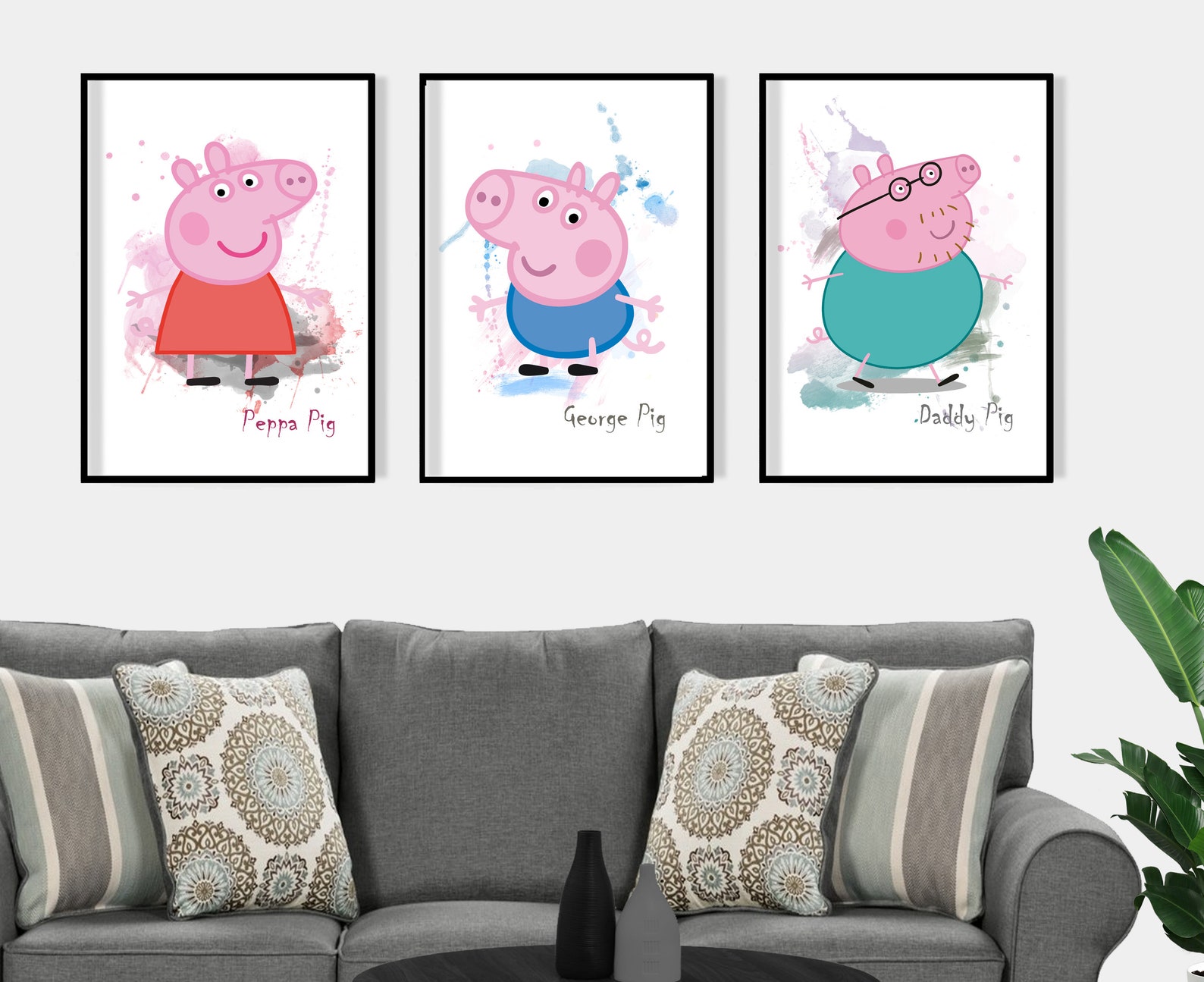 Peppa Pig Prints Ready to frame nursery wall art gift Etsy