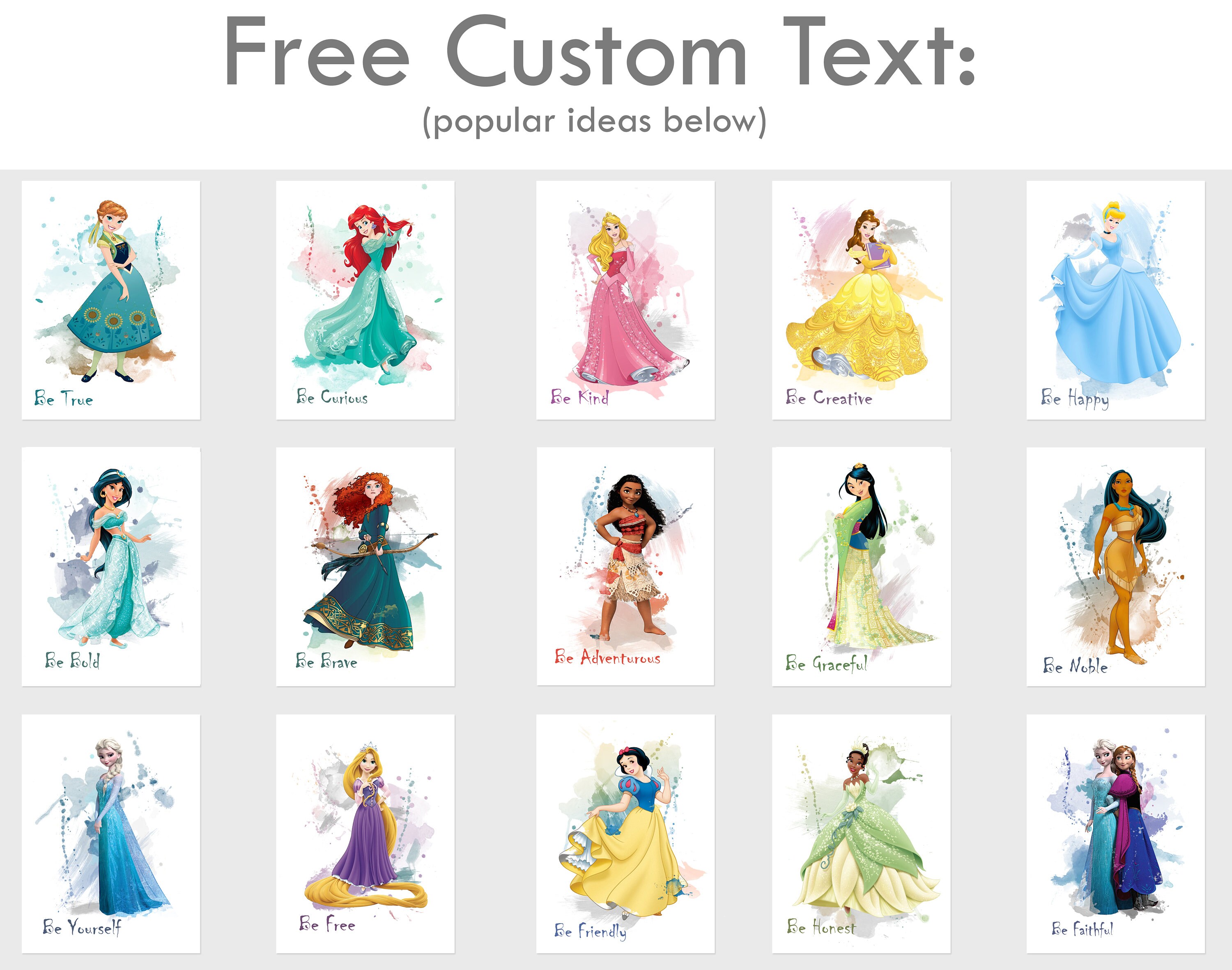 DISNEY PRINCESS print wall art Various Sizes Ready to frame Etsy