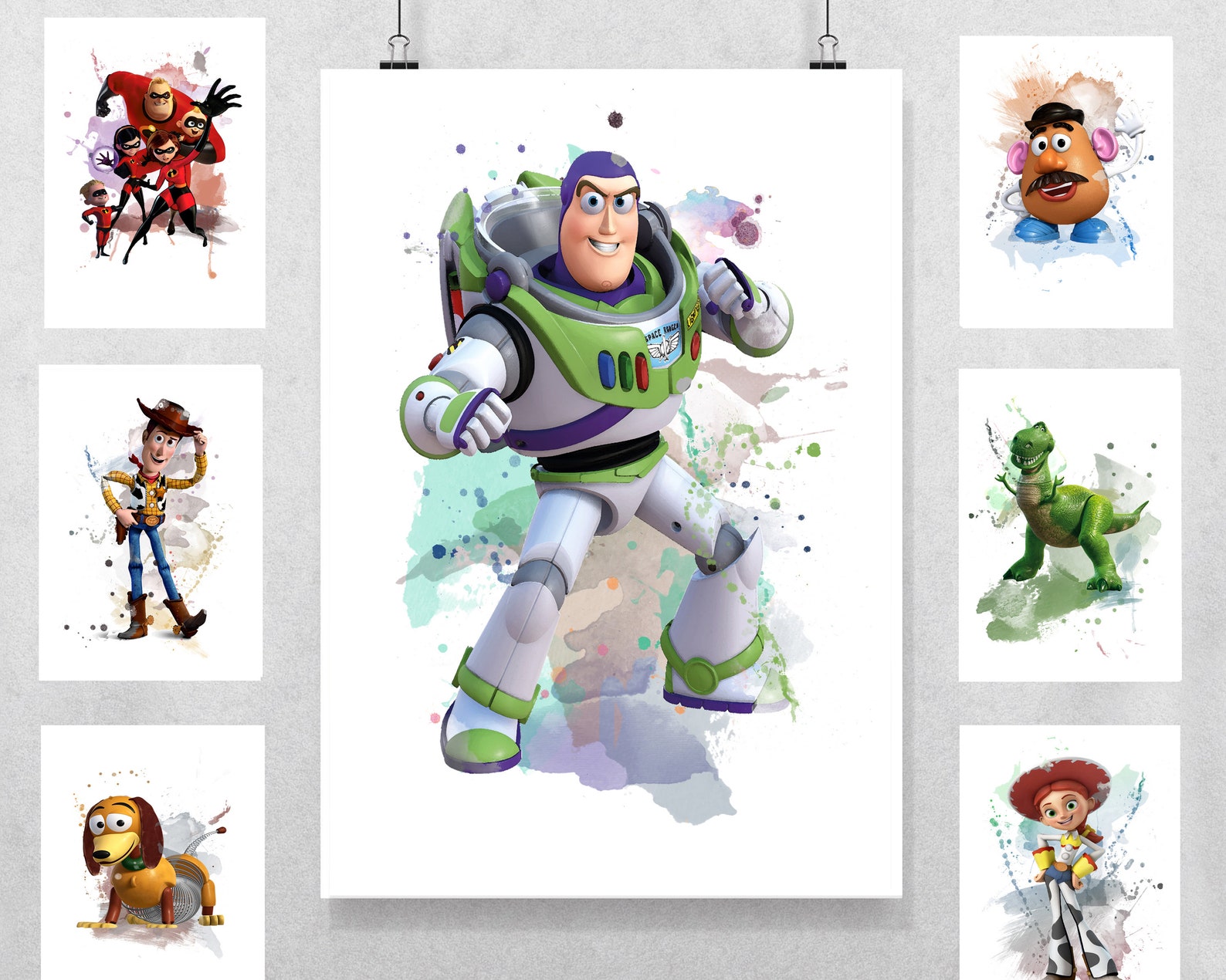 Toy Story Prints Pixar Ready to frame wall art gift boys Etsy