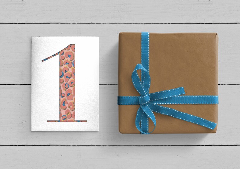 1st Birthday Card Leopard Print