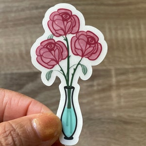Rose CLEAR Sticker, Vinyl Waterproof Sticker