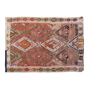Vintage Turkish Kilim Rug, Kayseri Region, 60–70 Years Old Handwoven Wool Carpet, 3.4 x 4.9 ft, 104 x 147 cm