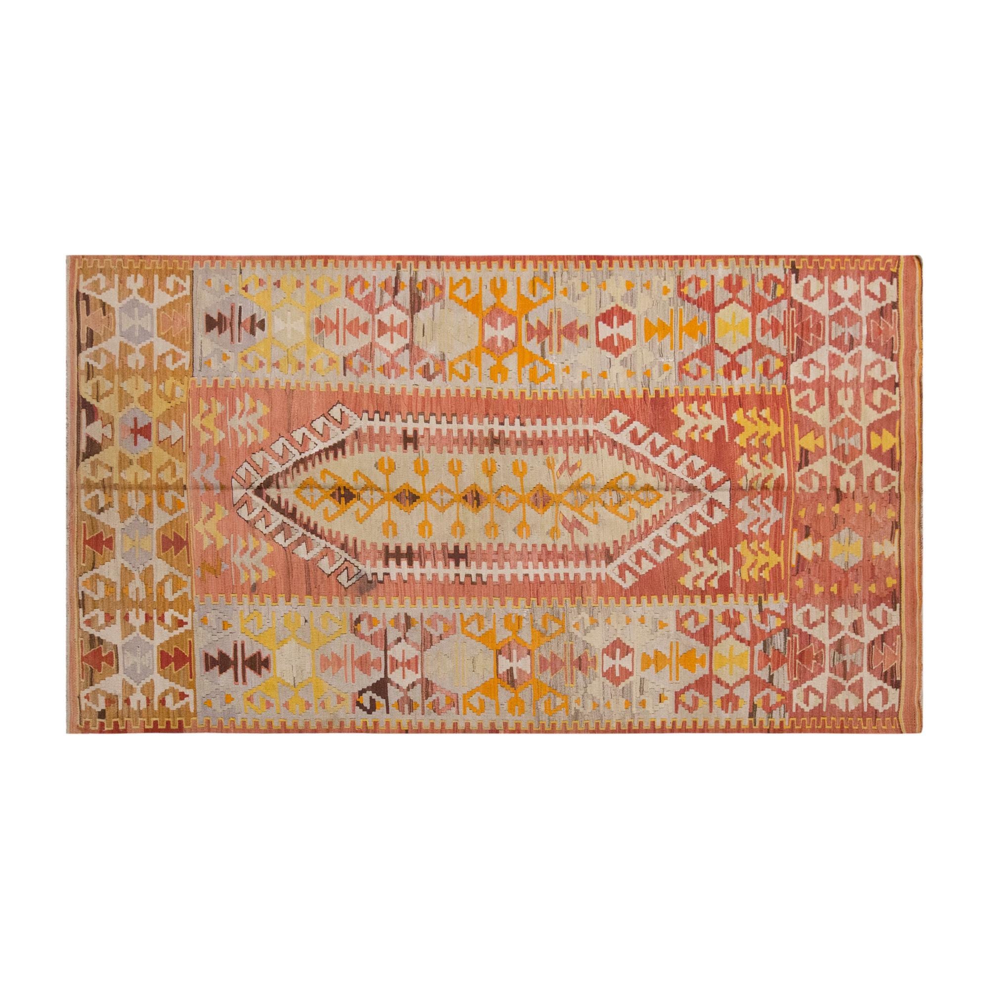 Vintage Turkish Kilim Rug, Handwoven Wool, Anatolian Pastel Decor