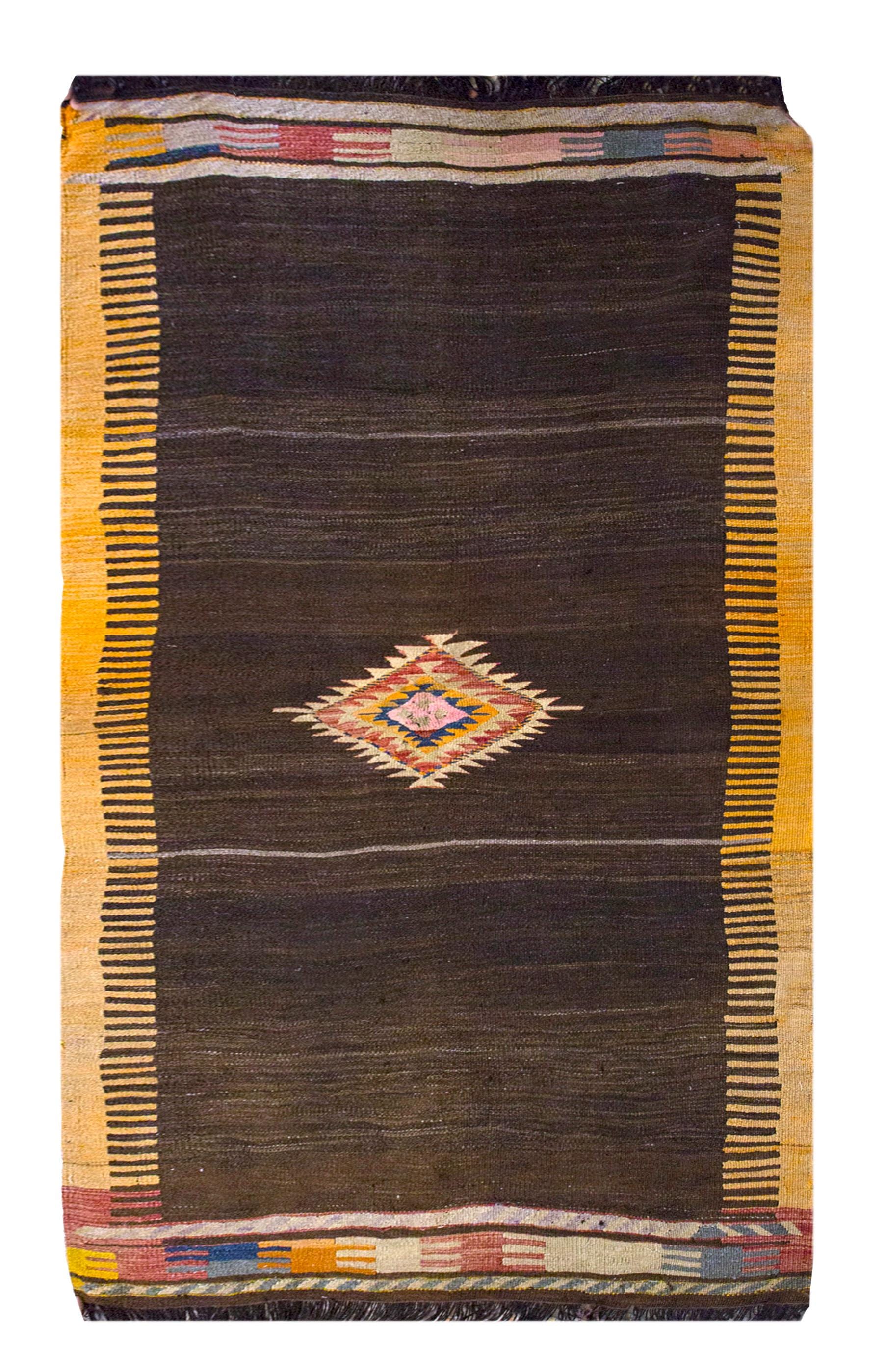 コンヤ ヴィンテージ キリム、102 x 186 cm、3.4 x 6.1 フィート