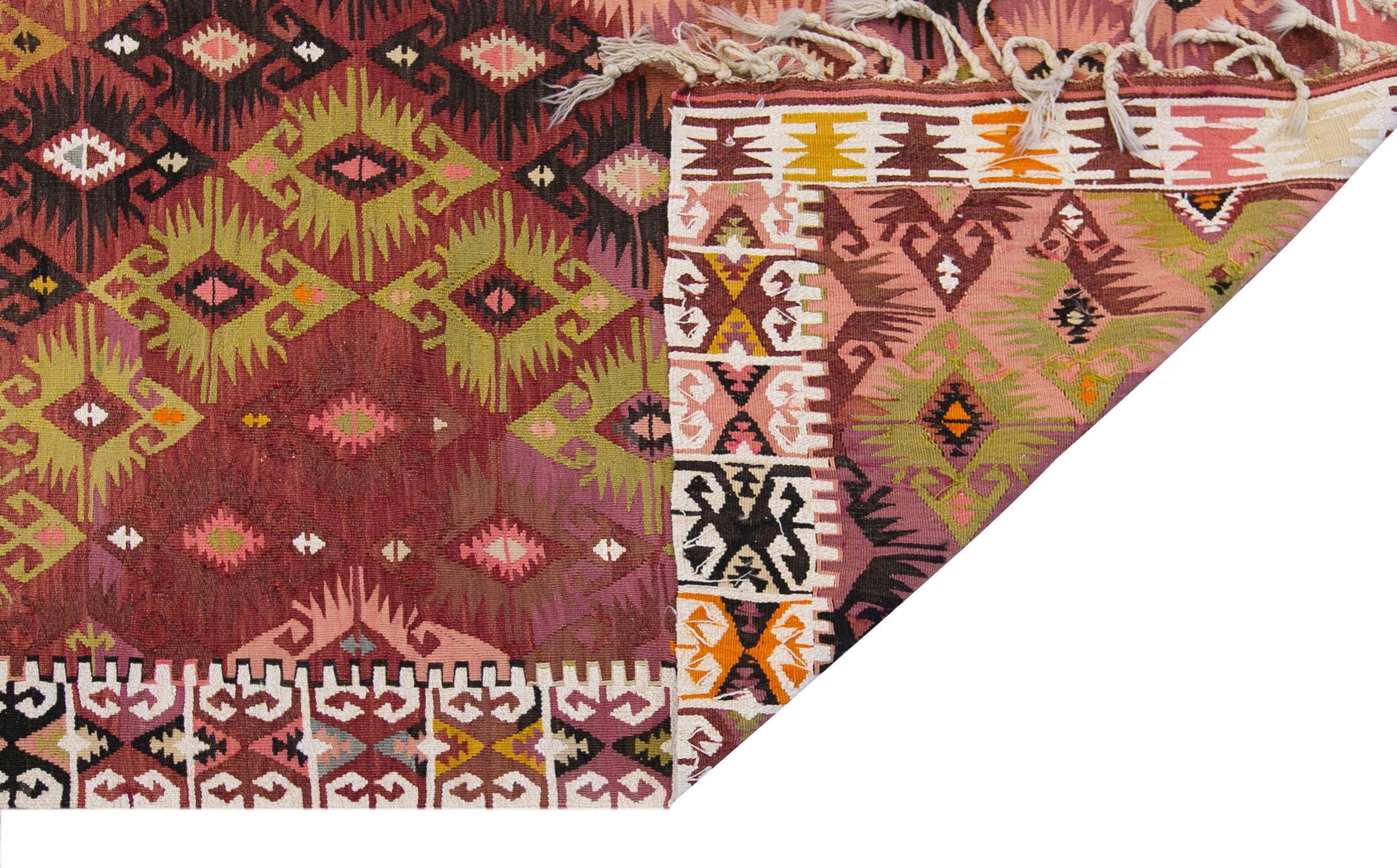 Vintage Adana Kilim Rug, Handwoven Wool, Anatolian Tribal Design