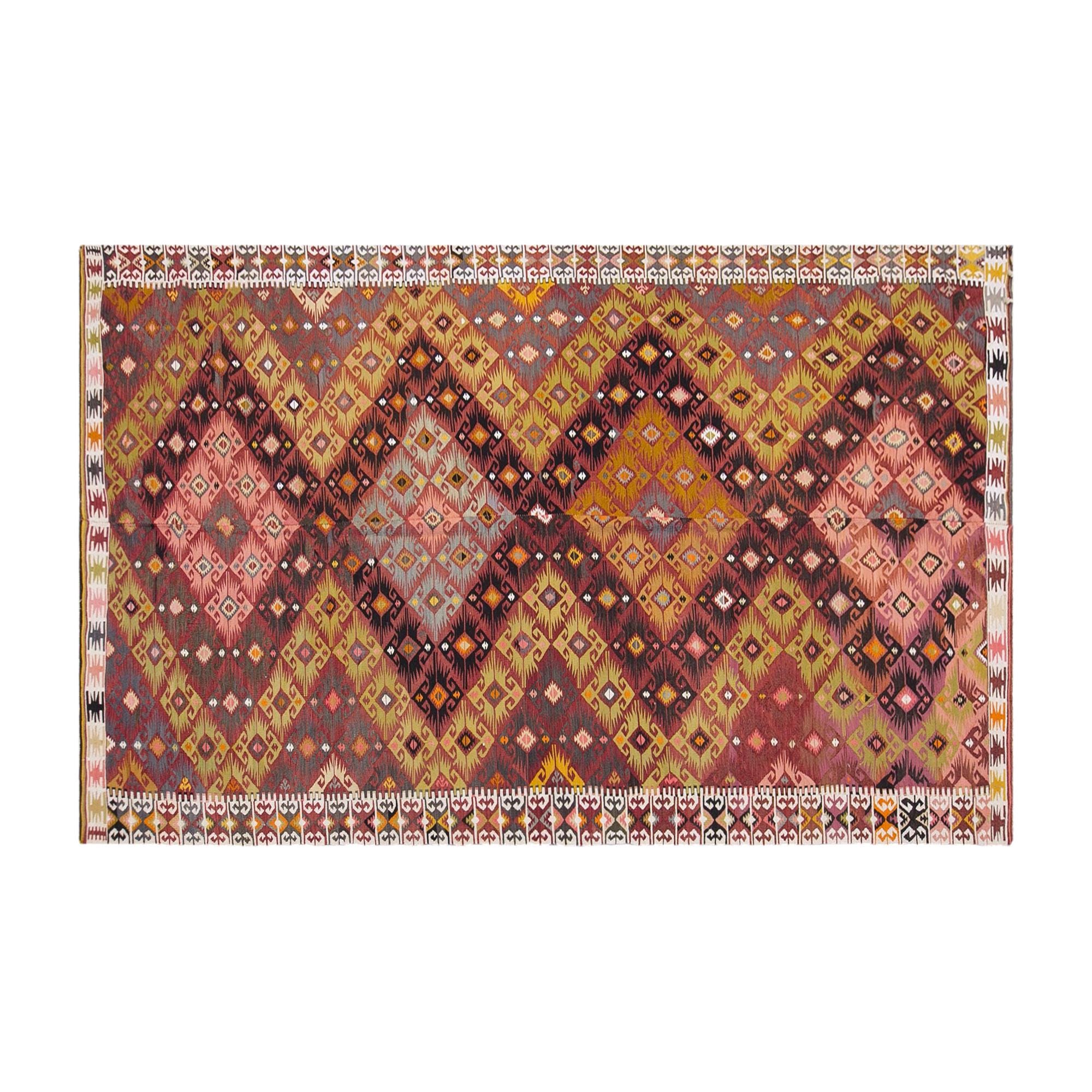Vintage Adana Kilim Rug, Handwoven Wool, Anatolian Tribal Design