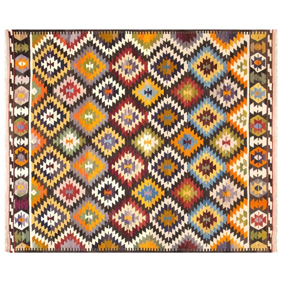 Turkish Kilim 11x13, Oversized Handwoven Wool Rug 332x395