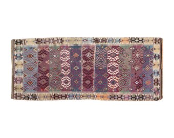 Vintage Handwoven Wool Kilim Rug, Adana Reyhanlı, 5'7 x 13'5