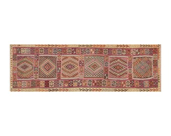Vintage Sivas Kilim Runner, Hand-Woven Wool Rug (2'8 x 12 ft)