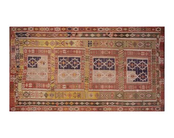 9x15 テラコッタ ヴィンテージ アフガン キリム ラグ、1940年代