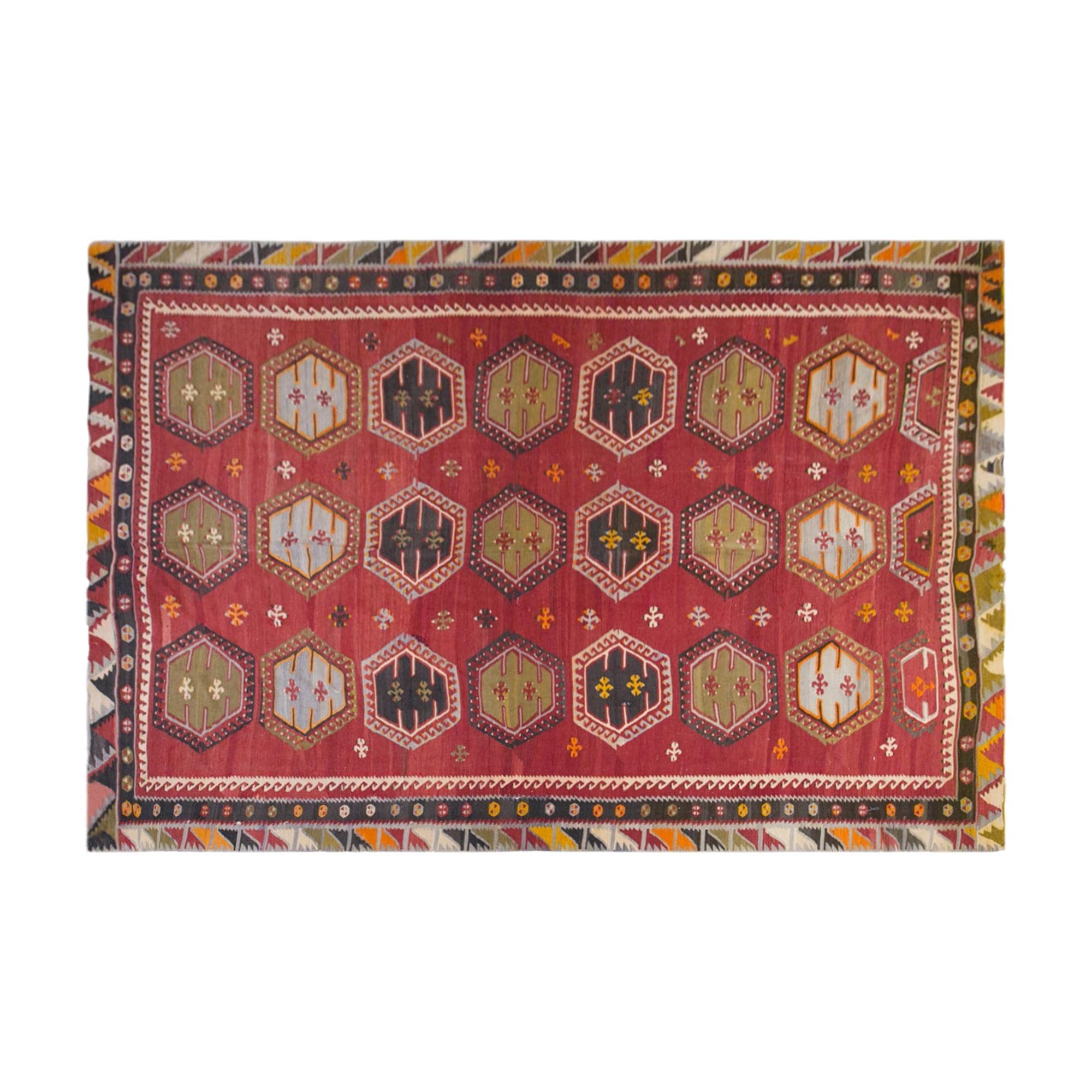 Vintage Sivas Kilim Rug, 7x12 Ft, Handwoven Wool, Şarkışla Tribal