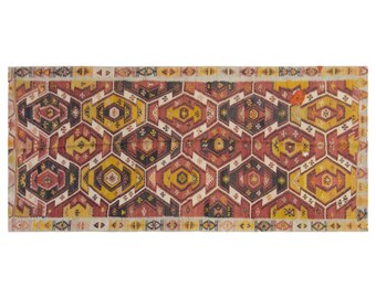 Vintage Sivas Kilim Runner, Handwoven Wool Rug, Tribal Design (5x11 ft)