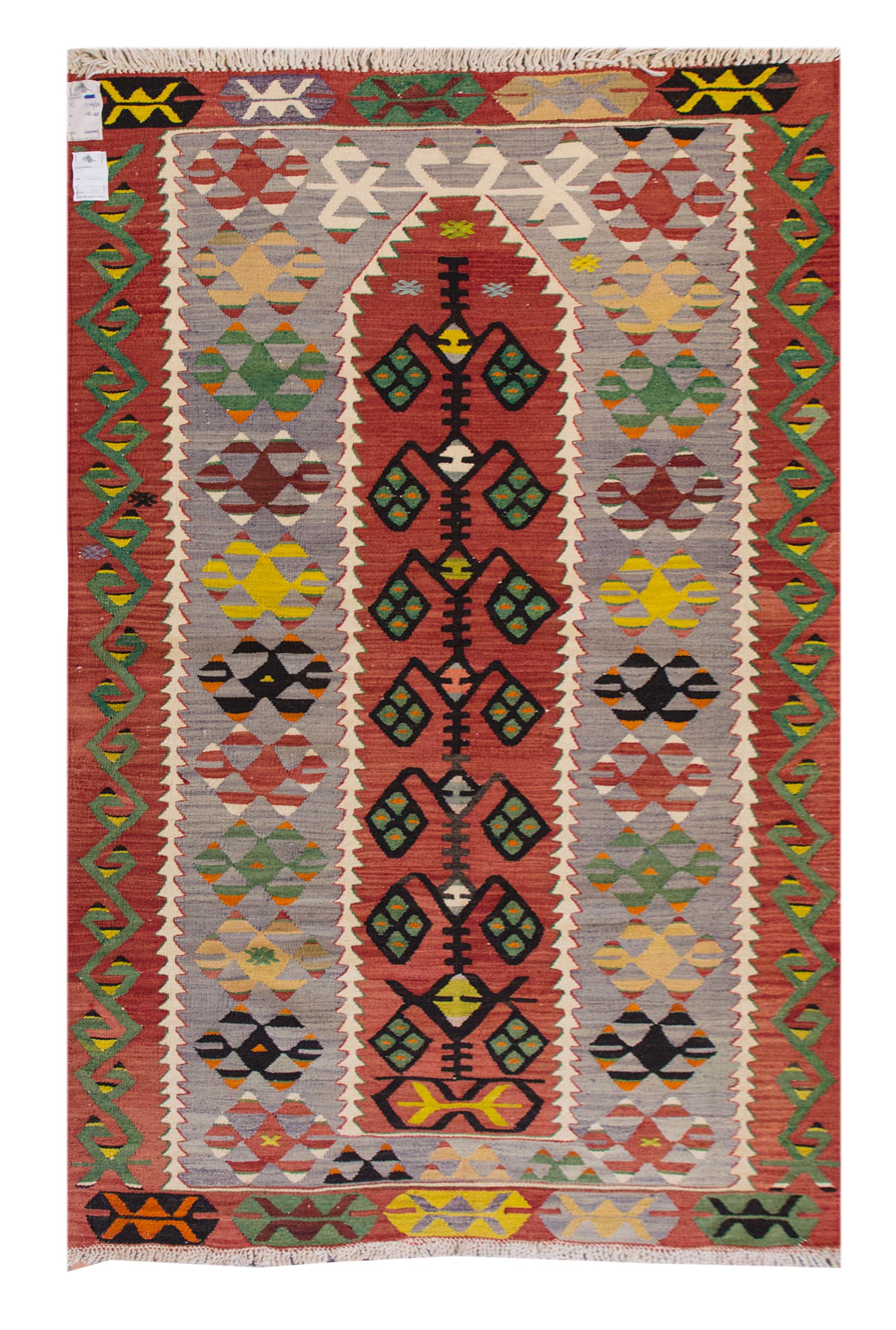 アナトリア産生命の樹、ヴィンテージトルコラグ、5.11 x 3.6フィート