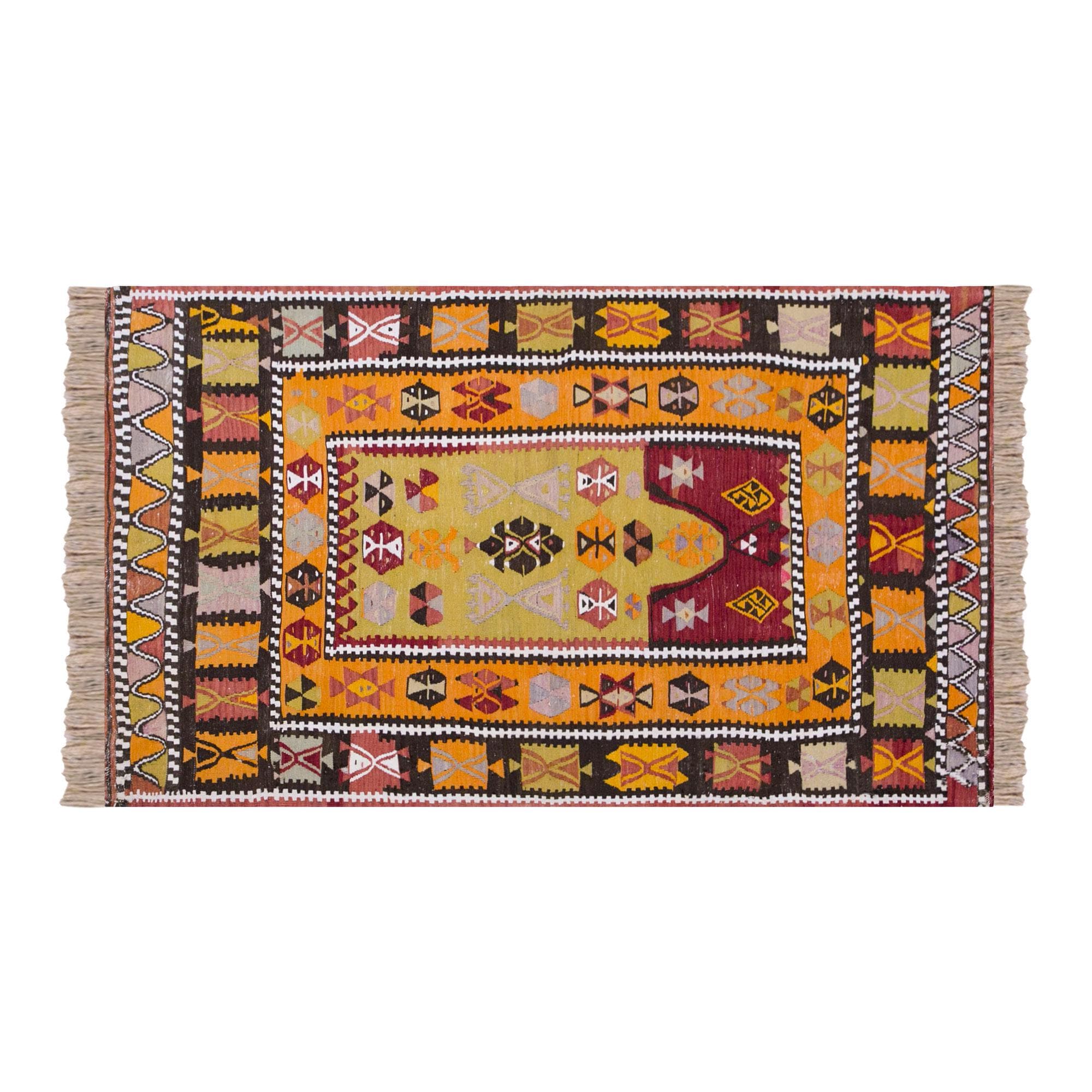 アナトリアの神殿の輝き、ヴィンテージトルコ絨毯、4 x 6.6 フィート