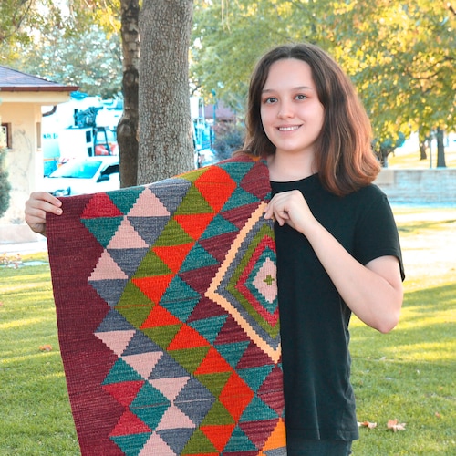 ヴィンテージ コーカサス キリム、177 x 315 cm、6 x 10'4 フィート