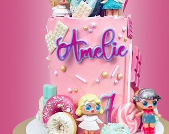 Nombre encantos de pastel - con encanto de pastel personalizado de edad - toppers de encanto - toppers acrílicos dobles - topper edad cumpleaños niños cupcake