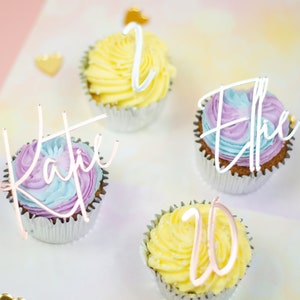 Cupcake Acrylic Charms Name and Age | Personalised Mini Word toppers | Small Custom | Cake Decoration | Small Acrylic Charms