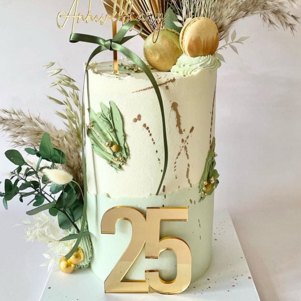 Alter Zahl Cake Charm Acryl Topper | Personalisiert | Geburtstag Kuchen Dekoration | 18.21.40.60.70 Jedes Alter, jede Farbe, jede Schriftart