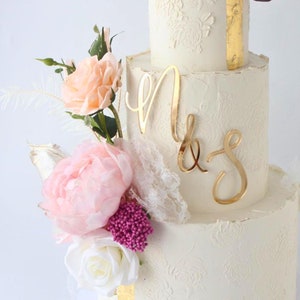 Letras para decorar tartas, dijes para tartas con iniciales doradas, nombre acrílico plateado para tartas