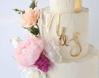 Adornos para tartas con letras acrílicas doradas, decoración para tartas de boda