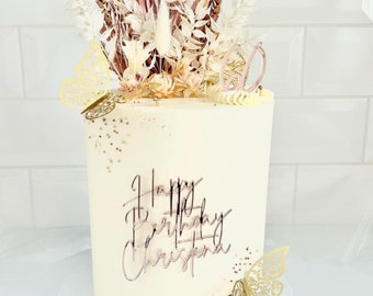 Nombre personalizado encanto de pastel / madera de espejo de oro acrílico, encanto de pastel de cumpleaños