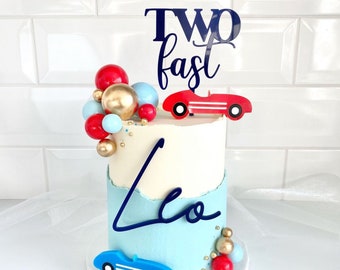 Adorno para tarta de dos coches rápidos / Charms de vehículos personalizados