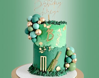 Cricket Cake Decorations Theme Cake Topper - Name Cake Charm Age Number - Cricketer Bat Wickets Ball