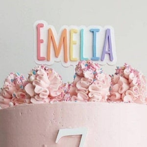 Rainbow Cake Topper, Name Rainbow Style Cake Topper