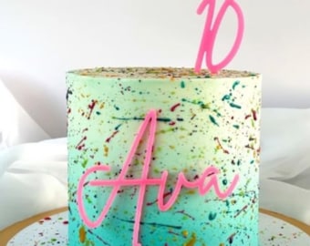 Personalised Age Acrylic Cake Topper | Wood Age Cake Topper | Number Cake Topper