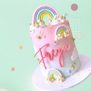 Cake Charm Personalised - Acrylic Mirror Gold Silver Wood Birthday Name Cake Charm