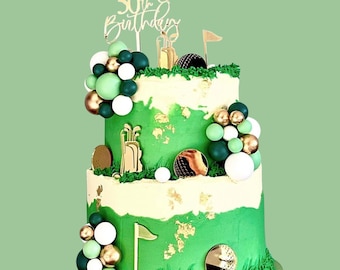 Encantos de pastel temáticos de decoraciones de pastel de golf - Nombre Encanto de pastel Número de edad - Golfista, Pelota de golf, Bandera
