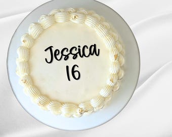 Adorno acrílico personalizado para tarta con nombre y edad, decoración para tarta de cumpleaños, adorno para tarta.