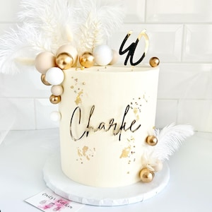 Name Cake Charm And Age Cake Topper, Personalised Acrylic Name Cake Charm Personalised, Modern Cake Decorations