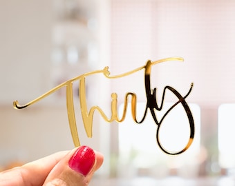 Dije de pastel de acrílico para treinta cumpleaños, decoraciones de pastel de cumpleaños número 30 personalizadas, 30 cumpleaños, dije de pastel de 30 años