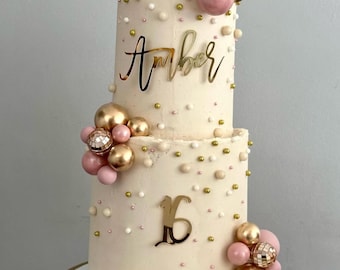 Set de adornos personalizados para tartas con nombre y edad, decoración para tartas, nombre en acrílico, fiesta, decoración para tarta de cumpleaños