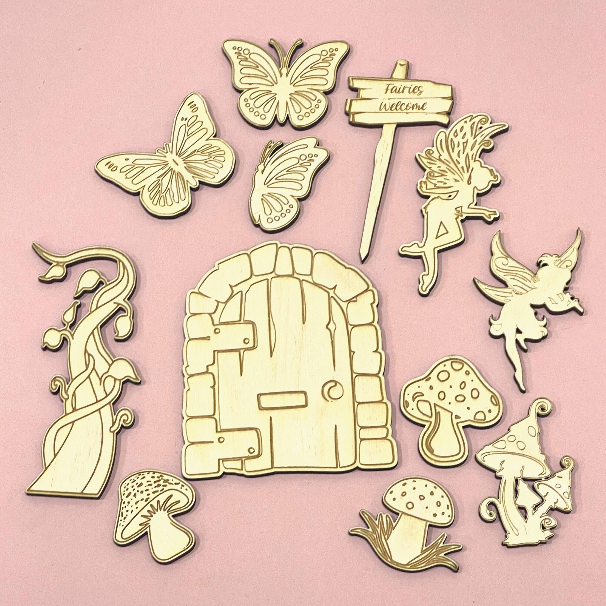 Fairy Door Cake Topper and Cake Charms 12 Piece Set Acrylic Etsy UK