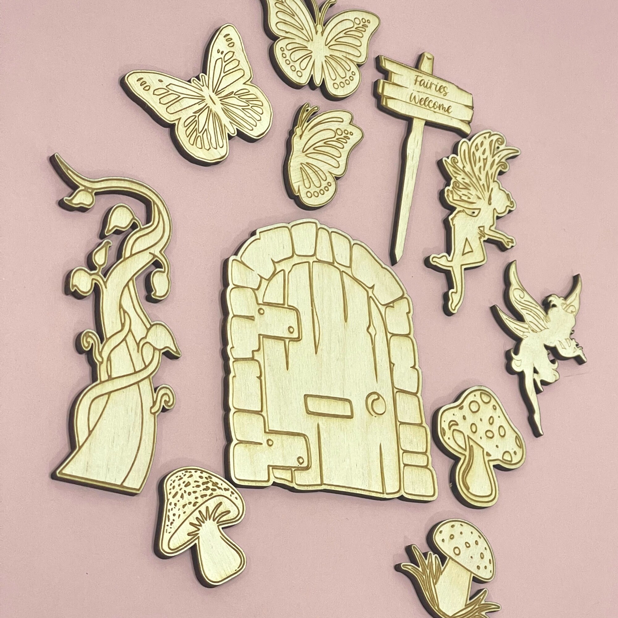 Fairy Door Cake Topper and Cake Charms 12 Piece Set Acrylic Etsy UK