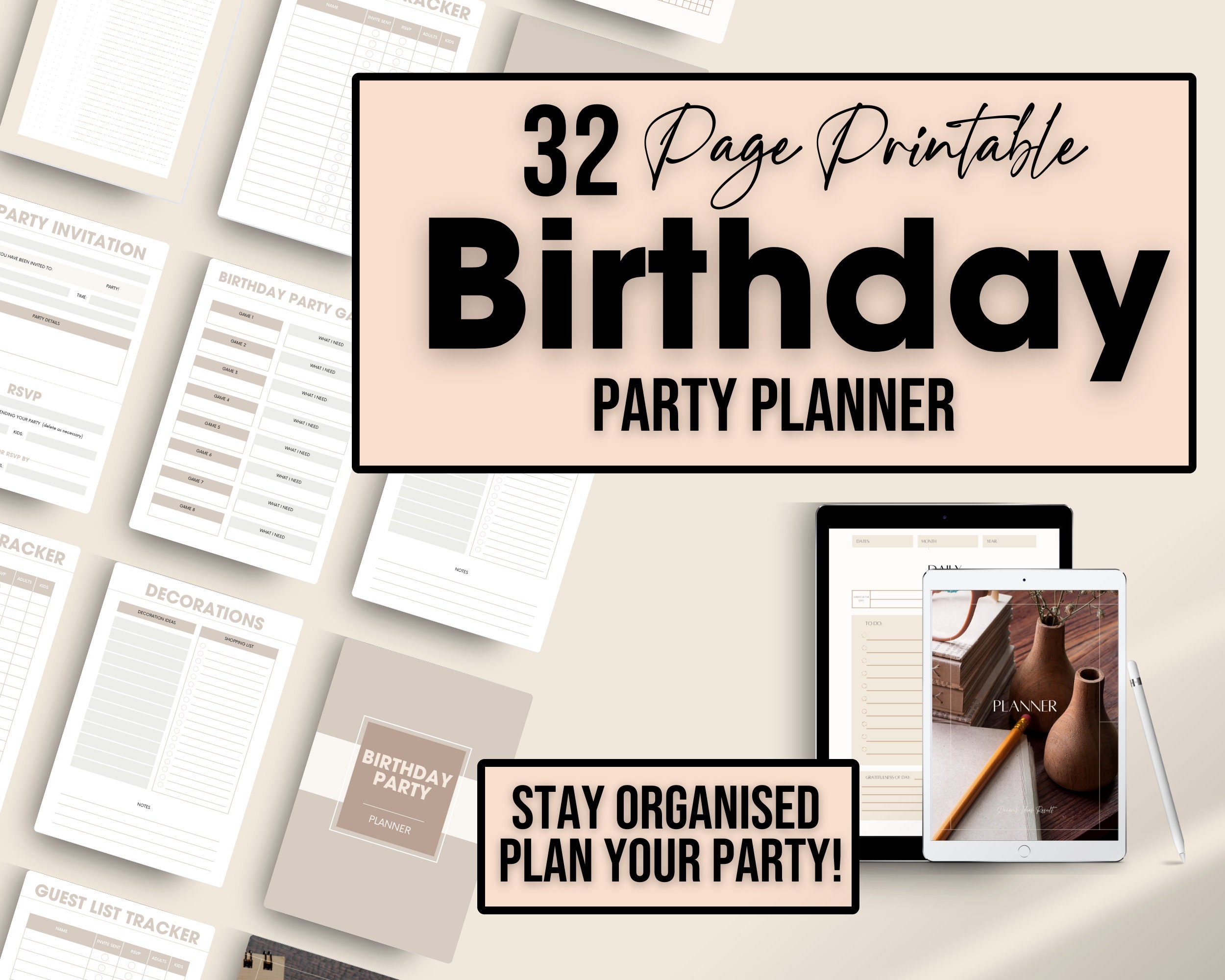 Birthday Party Planner | Party Schedule | Party Planning List | Printable
