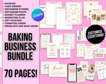 Baking Business Bundle, Start Up Baker, Cake Care, Editable Baking Branding, Bakery Business Forms, Small Business Templates