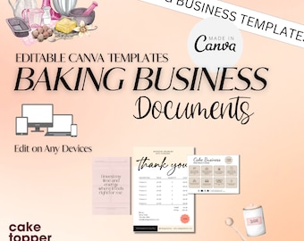 Baking Business Bundle, Cake Care Templates, Editable Baking Branding, Bakery Business Forms. Cake Branding Business