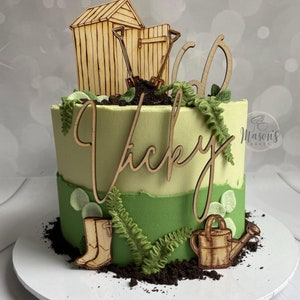 Garden Themed Cake Topper Set, Spade Shed Watering Can Wellington Boots, Retirement Golden Birthday