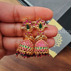 Matt Gold AD Stone Jumka - Red and Green, Screw Type