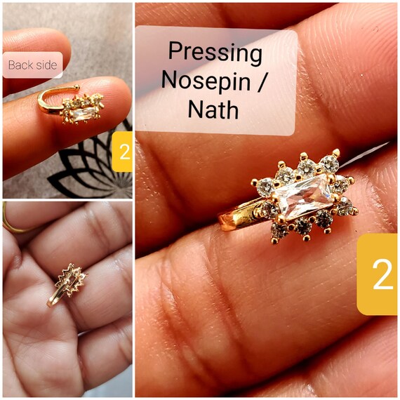 Buy Gold Finish Pressing Nose Pin Nath Collections. Online in India Etsy