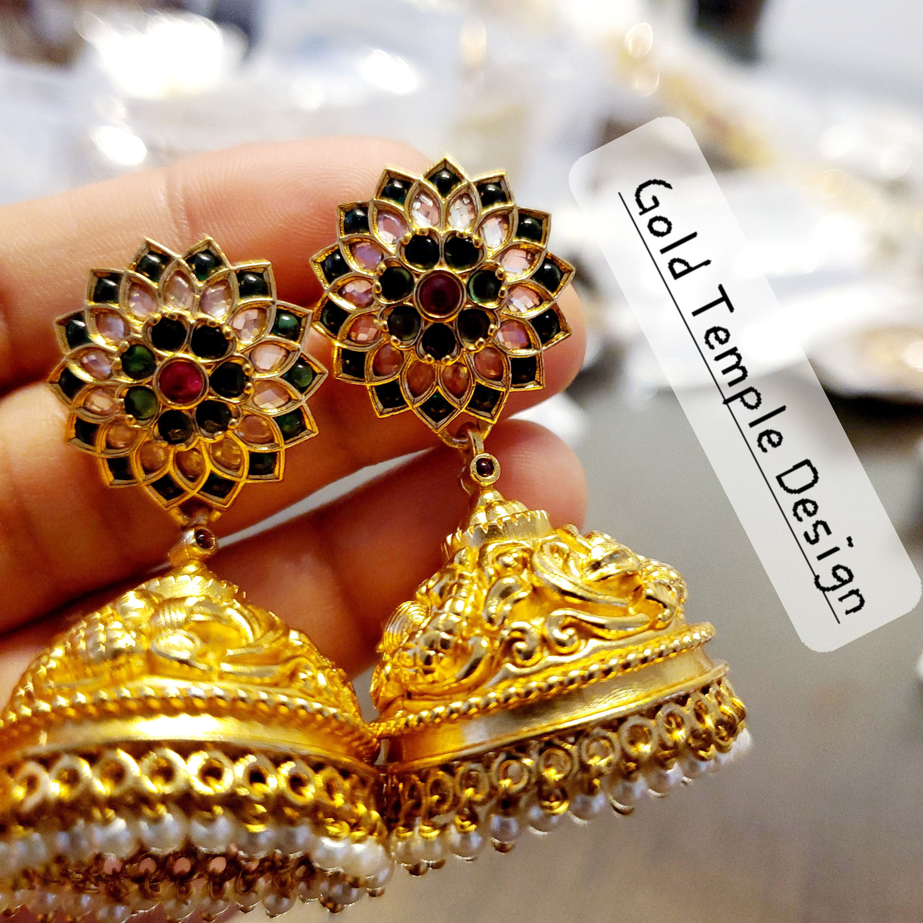 Gold jhumkas temple designs with price online