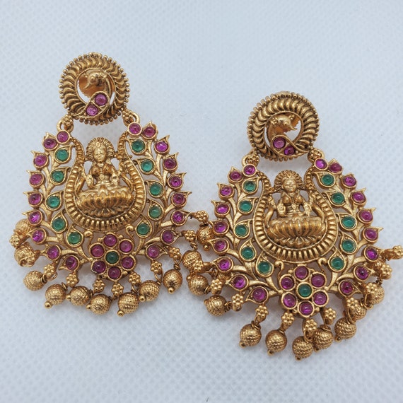 Amazon.com: Priyaasi Indian Jhumka Earrings for Women | Multicolor  Traditional Indian Earrings |Trendy Peacock Design | Kemp Stone-Studded |  Plating of Gold | Pushback Closure: Clothing, Shoes & Jewelry