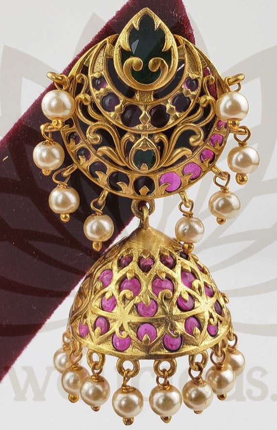 Matt Gold Kemp Stone Jhumkas