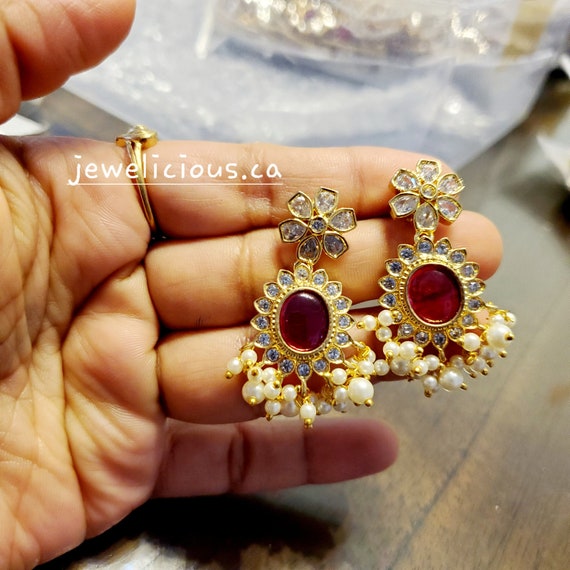 Balinese Flower Earrings | 5 Stones Balinese Flower Earrings | 5 Stones
